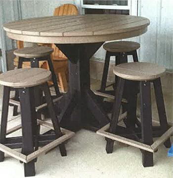 45" Round - 36" high - Pub Table shown with 4 -  Pub Stool