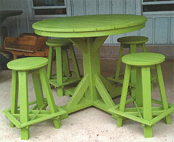 45" Round - 36" high-Dining Table shown with 4 Pub Stools