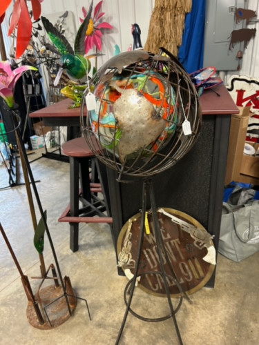 Rustic Globe Art on Tripod Stand